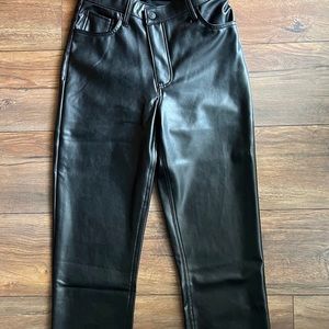 Abercrombie and Fitch vegan leather 90s style crisscross waist pants.